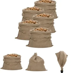 The Living Store Jutesäckar 5 st 100x110 cm 100% jute 340 gsm - Resväskor & väskor