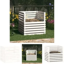 The Living Store Kompostlåda vit 80x80x78 cm massiv furu - Komposterare