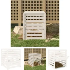 The Living Store Kompostlåda vit 63,5x63,5x77,5 cm massiv furu - Komposterare