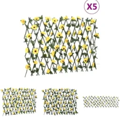 The Living Store Konstväxt murgröna spaljé expanderbar 5 st gul 180x60 cm - Staket