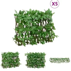 The Living Store Konstväxt murgröna spaljé expanderbar 5 st grön 180x30 cm - Staket