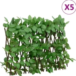 The Living Store Konstväxt murgröna spaljé expanderbar 5 st grön 180x30 cm - Staket