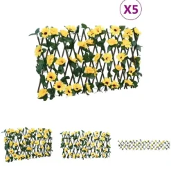 The Living Store Konstväxt murgröna spaljé expanderbar 5 st gul 180x20 cm - Staket