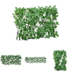 The Living Store Konstväxt murgröna spaljé expanderbar grön 180x30 cm - Staket