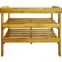 The Living Store Odlingsbänk med 2 hyllor massivt akaciaträ och zink - Planteringsbänkar