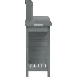 The Living Store Odlingsbänk med skåp grå 110,5x45x124,5 cm massivt granträ - Växtställ