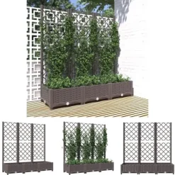 The Living Store Odlingslåda med spaljé brun 120x40x121,5 cm PP - Krukor & odlingslådor