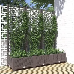 The Living Store Odlingslåda med spaljé brun 120x40x121,5 cm PP - Krukor & odlingslådor