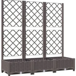 The Living Store Odlingslåda med spaljé brun 120x40x121,5 cm PP - Krukor & odlingslådor