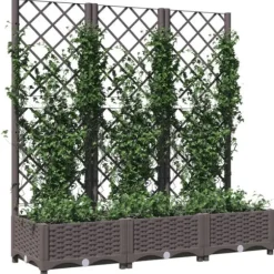 The Living Store Odlingslåda med spaljé brun 120x40x121,5 cm PP - Krukor & odlingslådor