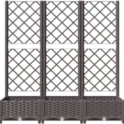 The Living Store Odlingslåda med spaljé brun 120x40x121,5 cm PP - Krukor & odlingslådor