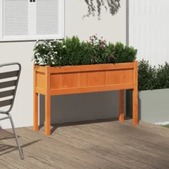 The Living Store Odlingslådor med ben vaxbrun 110x31x70 cm massiv furu - Krukor & odlingslådor