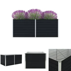 The Living Store Odlingslåda 160x80x45 cm galvaniserat stål antracit - Krukor & odlingslådor