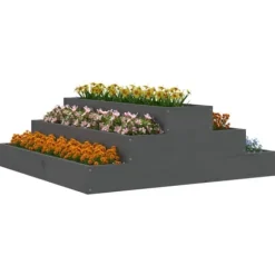 The Living Store Odlingslåda grå 80x80x27 cm massiv furu - Krukor & odlingslådor