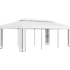 The Living Store Paviljong med dubbeltak 3x6 m vit - Partytält & paviljoner
