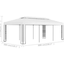 The Living Store Paviljong med dubbeltak 3x6 m vit - Partytält & paviljoner