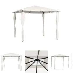 The Living Store Paviljong med stolpar 3x3x2,6 m gräddvit 160 g/m² - Partytält & paviljoner