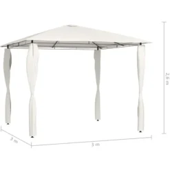 The Living Store Paviljong med stolpar 3x3x2,6 m gräddvit 160 g/m² - Partytält & paviljoner