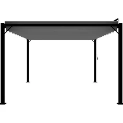 The Living Store Paviljong med lamelltak 3x4 m antracit tyg och aluminium - Partytält & paviljoner