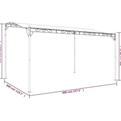 The Living Store Paviljong antracit 4x3 m 180 g/m² tyg och stål - Partytält & paviljoner