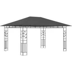 The Living Store Paviljong myggnät ljusslinga LED 4x3x2,73 m antracit 180 g/m² - Partytält & paviljoner