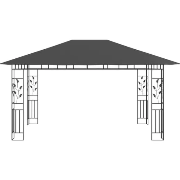 The Living Store Paviljong myggnät ljusslinga LED 4x3x2,73 m antracit 180 g/m² - Partytält & paviljoner