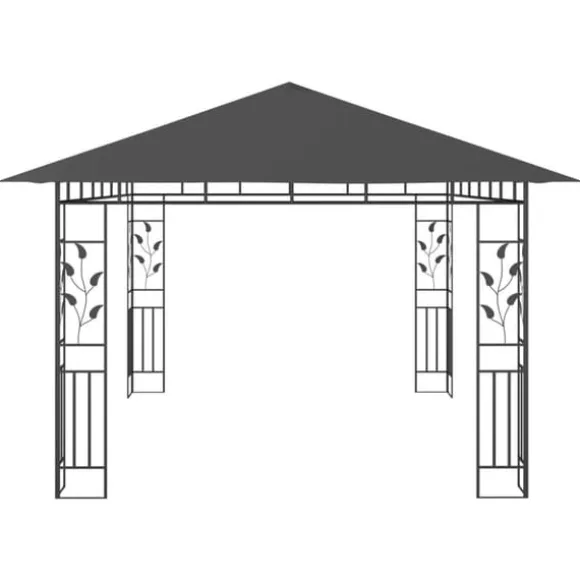 The Living Store Paviljong myggnät ljusslinga LED 4x3x2,73 m antracit 180 g/m² - Partytält & paviljoner