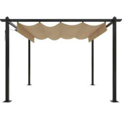 The Living Store Paviljong med infällbart tak 3x3 m taupe - Partytält & paviljoner