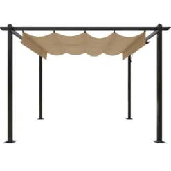 The Living Store Paviljong med infällbart tak 3x3 m taupe - Partytält & paviljoner