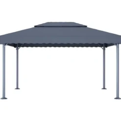 The Living Store Paviljong med ljusslinga LED 400x300 cm antracit aluminium - Partytält & paviljoner