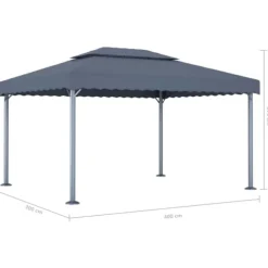 The Living Store Paviljong med ljusslinga LED 400x300 cm antracit aluminium - Partytält & paviljoner