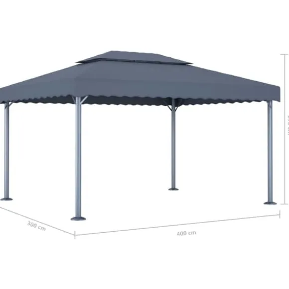 The Living Store Paviljong med ljusslinga LED 400x300 cm antracit aluminium - Partytält & paviljoner