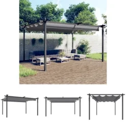 The Living Store Paviljong med infällbart tak 4x3 m antracit - Partytält & paviljoner