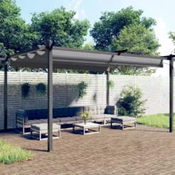 The Living Store Paviljong med infällbart tak 4x3 m antracit - Partytält & paviljoner