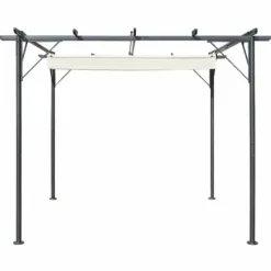 The Living Store Pergola med indragbart tak gräddvit 3x3 m stål - Bersåer, spaljéer & pergolor