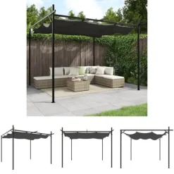 The Living Store Pergola med infällbart tak antracit 295x292x230 cm - Partytält & paviljoner