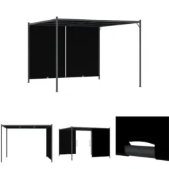 The Living Store Pergola med infällbart tak 3x3 m antracit - Bersåer, spaljéer & pergolor