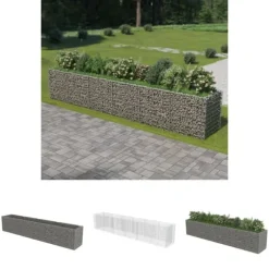 The Living Store Planteringsgabion upphöjd galvaniserat stål 540x90x100 cm - Krukor & odlingslådor