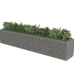 The Living Store Planteringsgabion upphöjd galvaniserat stål 540x90x100 cm - Krukor & odlingslådor