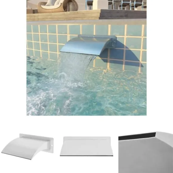 The Living Store Poolfontän rostfritt stål 30x9x26 cm silver - Fontäner