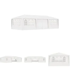 The Living Store Professionellt partytält med väggar 4x9 m vit 90 g/m² - Partytält & paviljoner