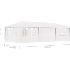 The Living Store Professionellt partytält med väggar 4x9 m vit 90 g/m² - Partytält & paviljoner