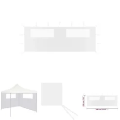 The Living Store Sidovägg med fönster till partytält 6x2 m vit - Tillbehör till partytält & lusthus
