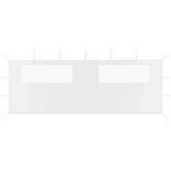 The Living Store Sidovägg med fönster till partytält 6x2 m vit - Tillbehör till partytält & lusthus