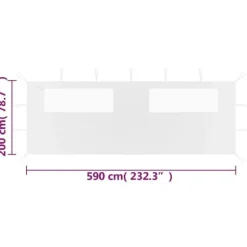 The Living Store Sidovägg med fönster till partytält 6x2 m vit - Tillbehör till partytält & lusthus