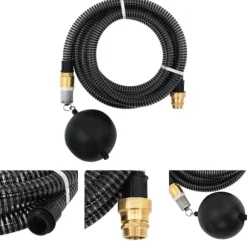 The Living Store Sugslang med kopplingar mässing svart 1,1" 3 m PVC - Vattenslangar