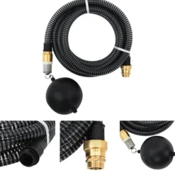 The Living Store Sugslang med kopplingar mässing svart 1,1" 7 m PVC - Vattenslangar