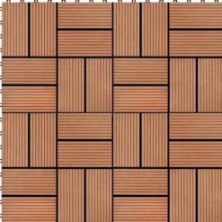 The Living Store Trall 11 st WPC 30x30 cm 1 kvm teakfärg - Golvbeläggning