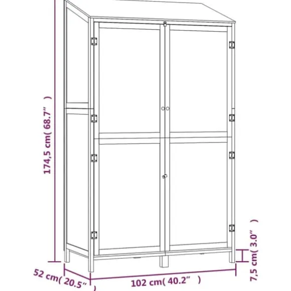 The Living Store Trädgårdsbod 102x52x174,5 cm massivt granträ - Förråd & Redskapsbodar