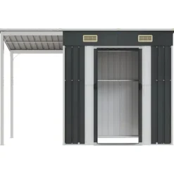 The Living Store Trädgårdsbod med förlängt tak antracit 277x110,5x181 cm stål - Förråd & Redskapsbodar